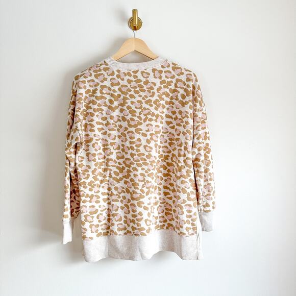 Aerie Oversized Desert Leopard Print Crewneck Pullover Sweatshirt - Picture 2 of 8